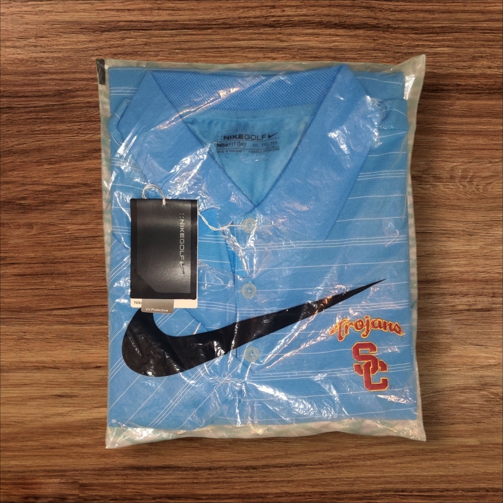 BNWTIB Nike ProGolf Blue TOURNAMENT  POLO WITH SOUTH CAROLINA TROJANS Logo